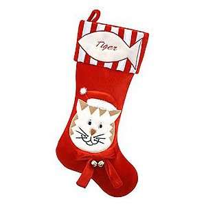    Personalized Cat with Jingle Bells Stocking: Home & Kitchen