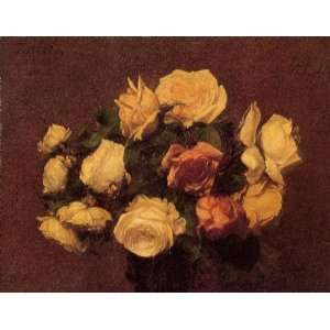 Oil Painting: Roses IV: Henri Fantin Latour Hand Painted Art:  