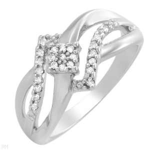 Elegant Brand New Ring With Genuine Diamonds In 925 Sterling Silver 