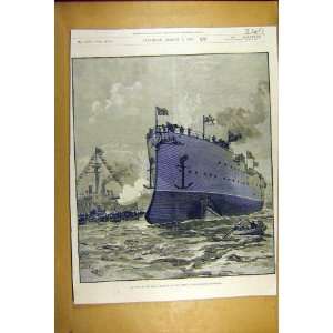  1891 Ship Royal Arthur Queen Portsmouth Dockyard Launch 