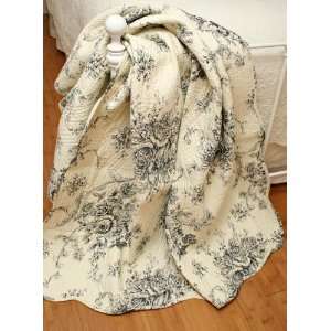    Ballard French Country Black Toile Quilt Throw