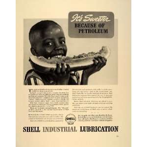  1941 Ad Shell Oil Lubricants Black Boy Child Watermelon 