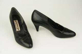 Schuhe Pumps Leder Schwarz 39 Vintage 80er Jahre Pfennigabsatz 