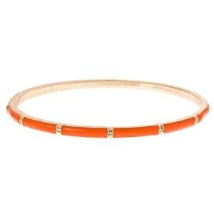  14K Gold Fill & Orange Enamel Stackable Bangle Bracelet 