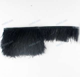 Black Ostrich Feather Trim Fringe Per Foot 4 6 2 3  