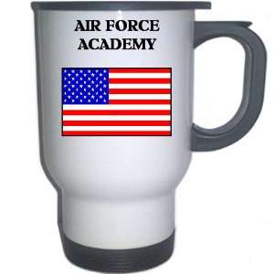 US Flag   Air Force Academy, Colorado (CO) White Stainless Steel Mug