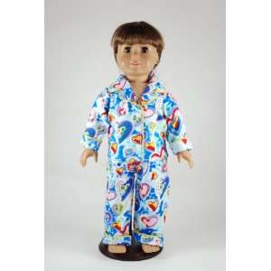  Blue Heart Pajamas for 18 Inch Dolls Including the American Girl 