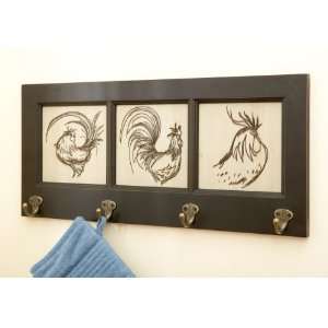    23 Handsome Rooster Design Wall Plaque with Hooks