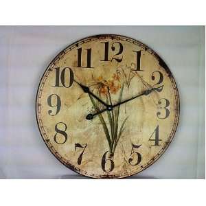 Shabby Cottage Chic Wooden Daffodil Clock Home Decor 
