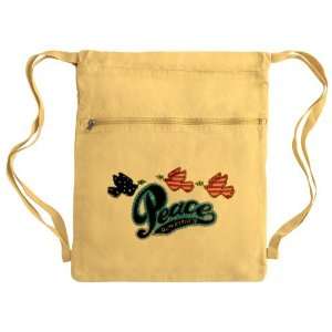   Bag Sack Pack Yellow Peace on Earth Birds Symbol 