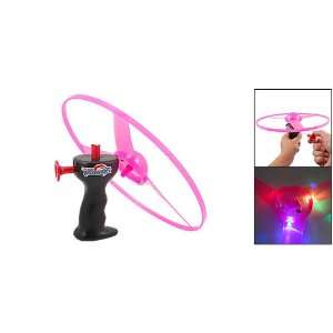   Plastic LED Flashing Flying Saucer Pull String Toy Pink: Toys & Games