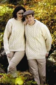 Irish Aran Style Tivoli Wool Sweater. Made in Ireland.  