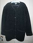   Bean Charcoal Gray Boiled Wool V Neck Button Sweater Jacket Coat~sz XL