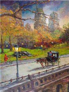 rare central park new york city painting robert lebron search