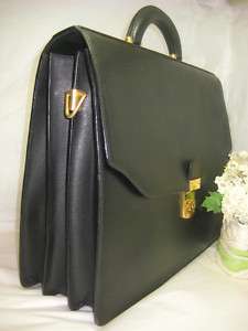 Guy Laroche Black Leather Briefcause Hand Bag Attache  
