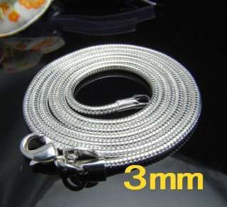 1pcs silver plated 3mm snake chain necklace 16 24 inch  