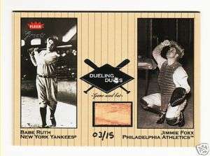 Babe Ruth Jimmie Foxx Game Used Bat 3/15 Ruth Jersey #  