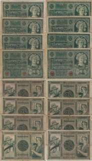 GERMAN, DEALER LOT WEIMAR REPUBLIC(1918 1933) 8 x 50 MARK FROM JULY 09 
