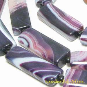 16, 12x30mm Purple Agate Rectangle Tube Amethyst Bead  