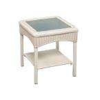   Living Charlottetown White All Weather Wicker Patio Accent Table