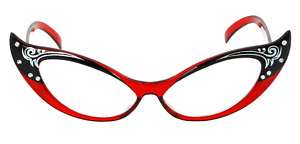 Vintage Look Costume Cat Eye Glasses Red/Black 84602  