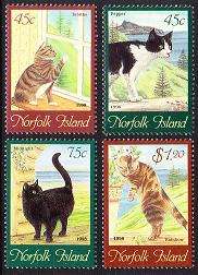 Norfolk 638 641,MNH. Paintings of cats,1998.  