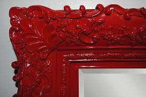 Large Ornate Red Lacquer Mantel Entry Mirror High Gloss  