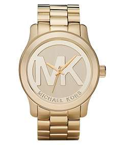 Michael Kors Logo Runway Goldtone Watch $225.00
