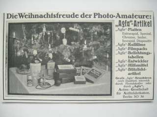 Agfa Berlin Fotoplatten Rollfilm Weihnachten Werbung Reklame von 1915 