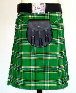 Irish Tartan Kilt Kit/Outfit 5 pcs Kilt Sporran Pin Belt Flash 30 54 