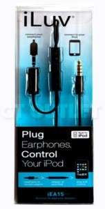 iLuv iEA15 Black iPod Headphone Adapter +Remote Control 0639247132368 