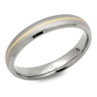 Exklusiver Ring Titan mit Einlage Gold 4mm breit TR0054  