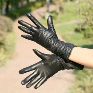   Womens GENUINE LAMBSKIN leather Warm Winter gloves Christmas gift
