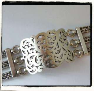 Lois Hill Sterling Silver 925 Byzantine WIDE Bracelet  