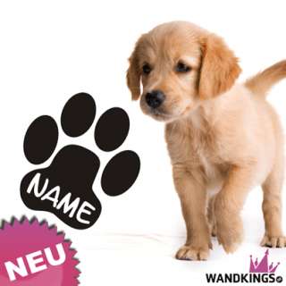Pfote mit Wunschname Hund Dog Aufkleber Wandtattoo w11  