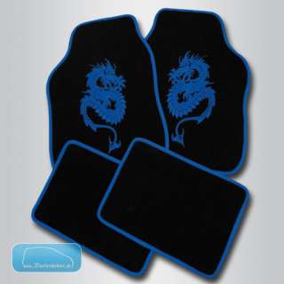 Auto Fußmatten Autoteppiche Dragon Drachen blau + NEU +  