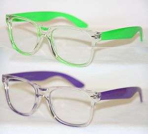 Retro Nerd Brille 80er Jahre Party Sonnenbrille transparent neon 