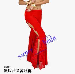 belly dance Flank Openings Lace Trousers pants 9 Colour  