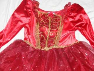 Disney Store Enchanted Belle Red Holiday Costume Dress Size Small 5/6 