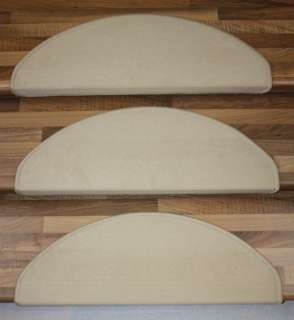 15 teiliges Stufenmatten Set Fb. beige hellbeige Velour mit 