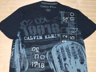 CALVIN KLEIN Digital Logo V neck T Shirt Black NWOT  
