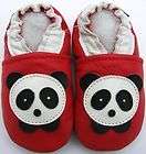 carozoo soft sole leather toddler shoes panda red 2 3y