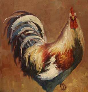 SUPERB OIL PAINTING OF A COLORFUL ROOSTER  