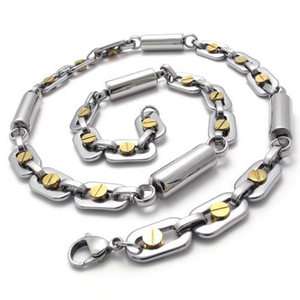 Mens Gold Silver Tone Stainless Steel Necklace Chain US120222  