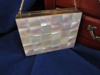 Vintage Marhill Mother of Pearl Compact Makeup Case Evening Purse 