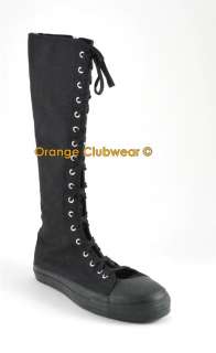 DEMONIA DEVIANT 301 Womens Punk Goth Knee Sneaker Boots  