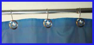 Western Decor Nickle Concho Shower Curtain Hooks Set 12  