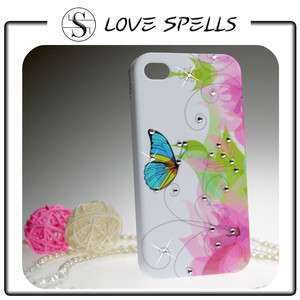 Strass Schmetterling Luxus Hard Case für iPhone 4 4G 4S SCHUTZ Bumper 