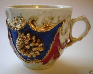 Antique ornate Mustache Cup heavy guilding  