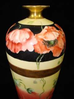 Antique J.P. Limoges Hand Painted Flower Vase 1907 Gilt  